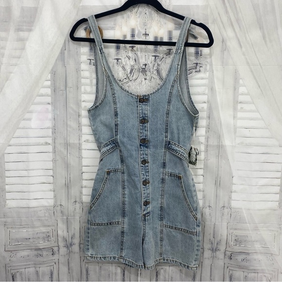Chelsea & Violet Other - Chelsea & Violet Big Girls Size Large 1 Piece Denim Button Front Tie Back Romper